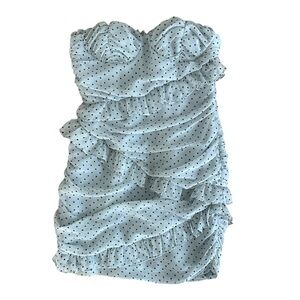 Hello Molly Mimosa Time Spring‎ Summer Polka Dot Dress Ruffle Womens 6 Strapless